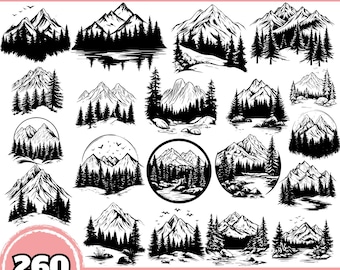 Forest Landscape SVG Bundle – Scenic Mountain & Forest Designs for Laser Cut, Engraving, Cricut, and DIY Crafting