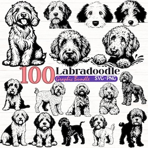 Labradoodle Dog SVG PNG Bundle for Cricut Sublimation Crafts, Labradoodle Clipart Set for DIY Shirts Stickers Cards & Gifts