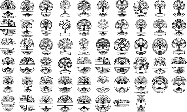 Family Tree SVG Bundle 2026 Reunion Designs Custom Text Roots Run Deep ...