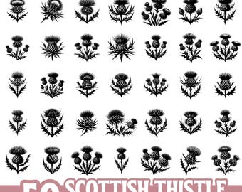 Scottish Thistle SVG Bundle PNG EPS Mega Pack | Celtic Flower Clipart Digital Download | Scotland National Symbol Cut Files