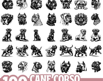 Cane Corso SVG PNG Bundle | 100 Cane Corso Dog Clipart Files | Cane Corso Digital Download | Bulldog Vector Art | EPS Silhouette Pack