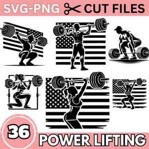 Powerlifting SVG Bundle – Barbell Lifting Cut Files for Cricut, Gym Inspiration Designs, Fitness Decals, Weightlifting Art