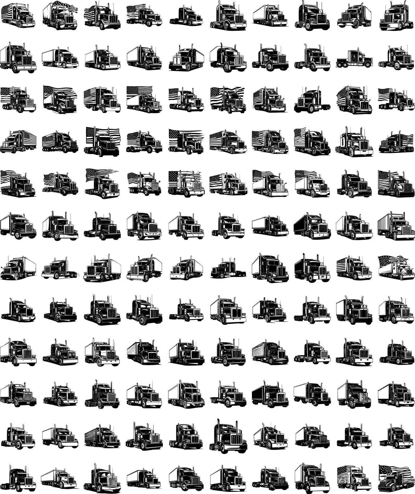 Dig Rig Svg Semi Truck SVG Bundle, Big Rig PNG, Trucker Clipart Design, American ...