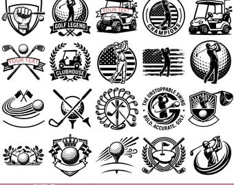 Vintage Golf SVG Bundle: 156 Monochrome Clipart Designs (Digital Download)