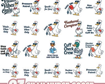 Funny Nurse Goose SVG Bundle for Cricut and Silhouette, Silly Duck Nurse Quotes PNG Clipart, Nurse Humor Digital Download, Medical SVG