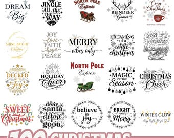 クリスマスSVGバンドル | Cricut Silhouette用ホリデー引用句SVG PNG Epsデザイン | フェスティバルタイポグラフィデジタルダウンロード | クリスマスクラフトクリップアート