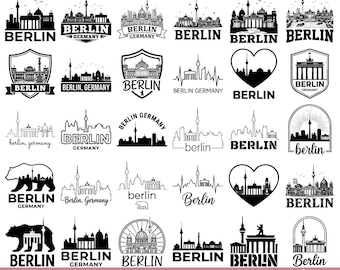 Berlin SVG Bundle: Skyline, Brandenburg Gate, Bear Vector Clipart (svg, png, eps)