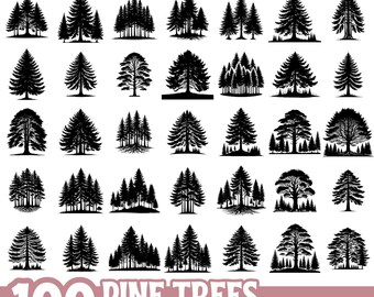 Pine Tree SVG Bundle PNG EPS Mega Pack | Evergreen Forest Silhouette Clipart | Woodland Nature Cut Files for Cricut and Crafts