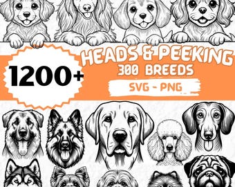 Dog Heads SVG Bundle – Peeking Dog Breeds for Laser Cut, Engraving, Cricut, and DIY Projects
