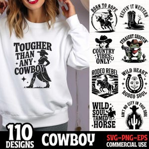 Cowgirl Cowboy SVG Bundle Western Zitate PNG EPS Dateien für Cricut Tougher Als Cowboy Rodeo Soul Country Vibes Sublimation Designs