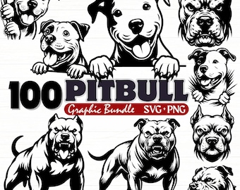 Pitbull Dog SVG PNG Bundle for Cricut Sublimation Crafts, Pitbull Clipart Set for DIY Shirts Decals Stickers Mugs and Digital Projects