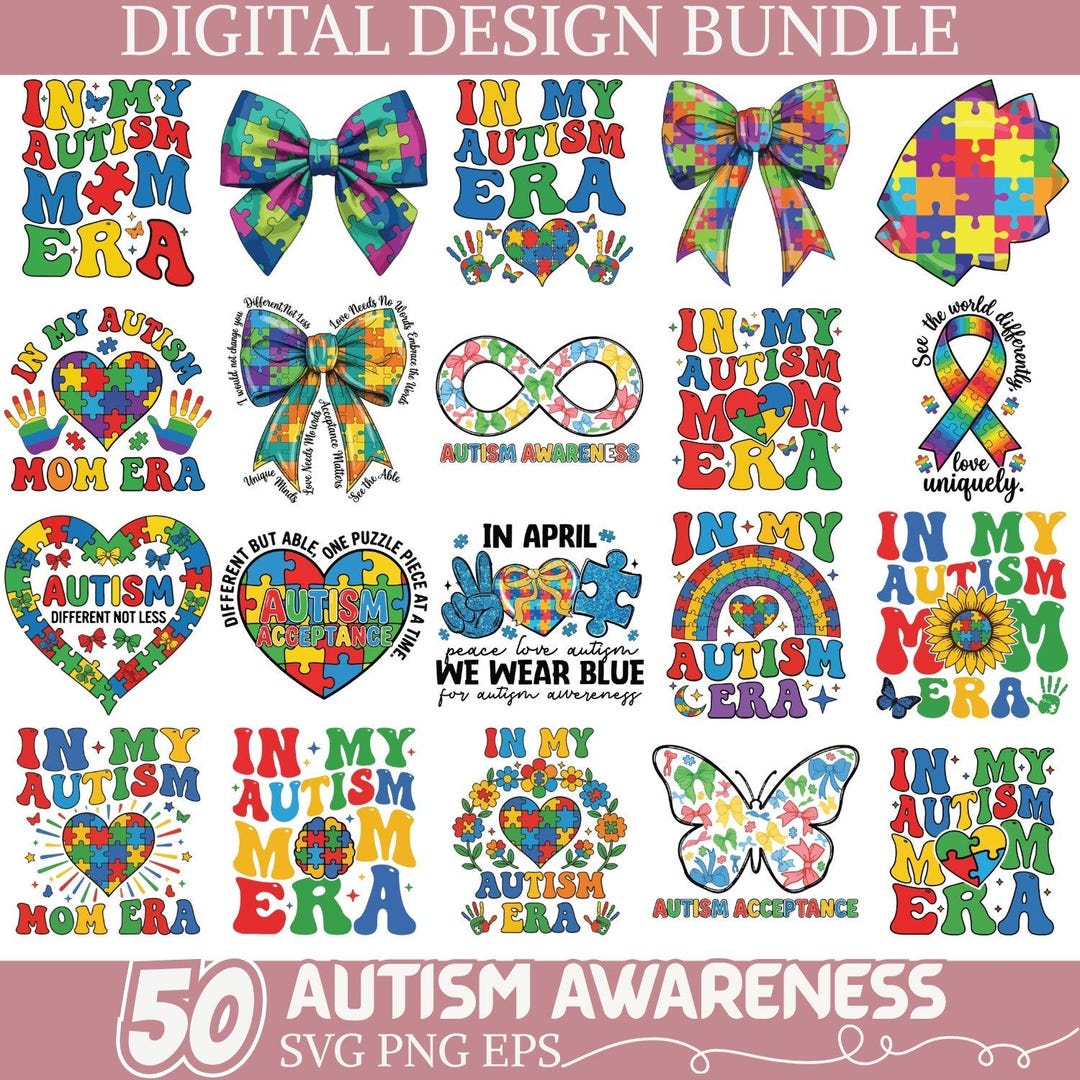 Autism Awareness SVG Bundle | Colorful Puzzle Piece Clipart | in My ...