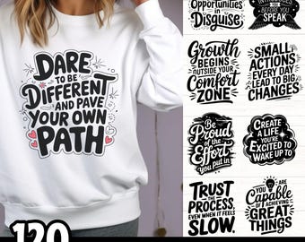 120 Motivational Quote SVG Bundle for Cricut and Sublimation | Inspirational PNG Designs for Shirts Mugs Stickers | Commercial Use