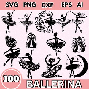 Ballerina SVG Bundle – Ballet Cut Files for Cricut, Dancer Silhouettes, Ballet Shoes, Elegant Designs for DIY Crafts & Decor