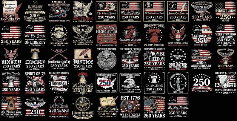 250th Anniversary USA SVG Bundle, Patriotic 1776-2026 Designs, American ...