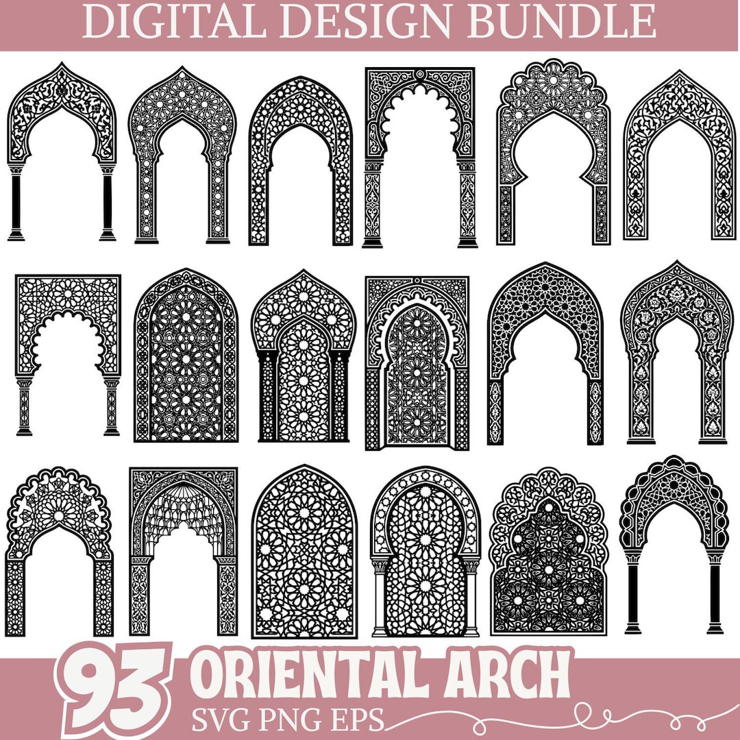 Oriental Arch SVG Bundle, Islamic Moroccan Arch Clipart, Laser Cut
