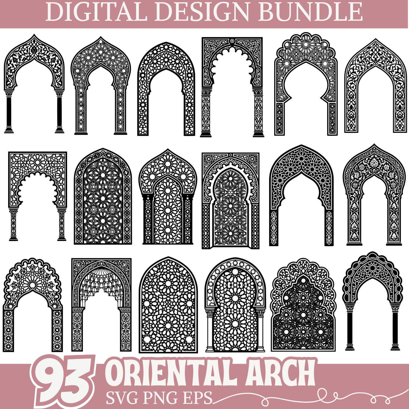 Oriental Arch SVG Bundle, Islamic Moroccan Arch Clipart, Laser Cut ...