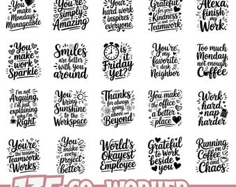 Paquete SVG de agradecimiento a compañeros de trabajo / Citas divertidas de oficina PNG SVG Eps / Diseños de regalos para empleados / Clipart de motivación en el lugar de trabajo /