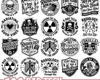 Rad Tech SVG Bundle Radiology Designs X Ray Tech Quotes Skeleton Skull Medical Imaging Humor Clipart PNG EPS for Cricut