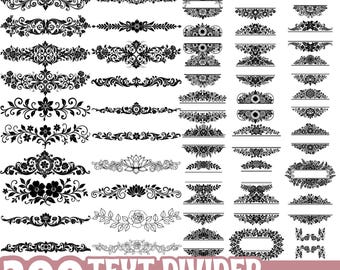 Elegant Text Divider Bundle SVG PNG EPS, Ornamental Flourish Borders Clipart, Vintage Decorative Separators, Digital Design Elements