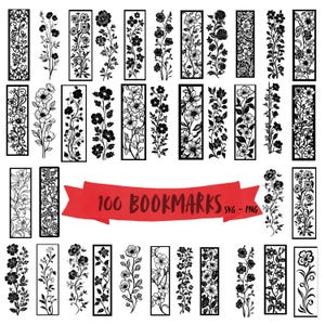 Paquete SVG de marcapáginas con diseño floral: 100 elegantes marcapáginas con diseño de flores para Cricut, sublimación, proyectos de bricolaje y regalos