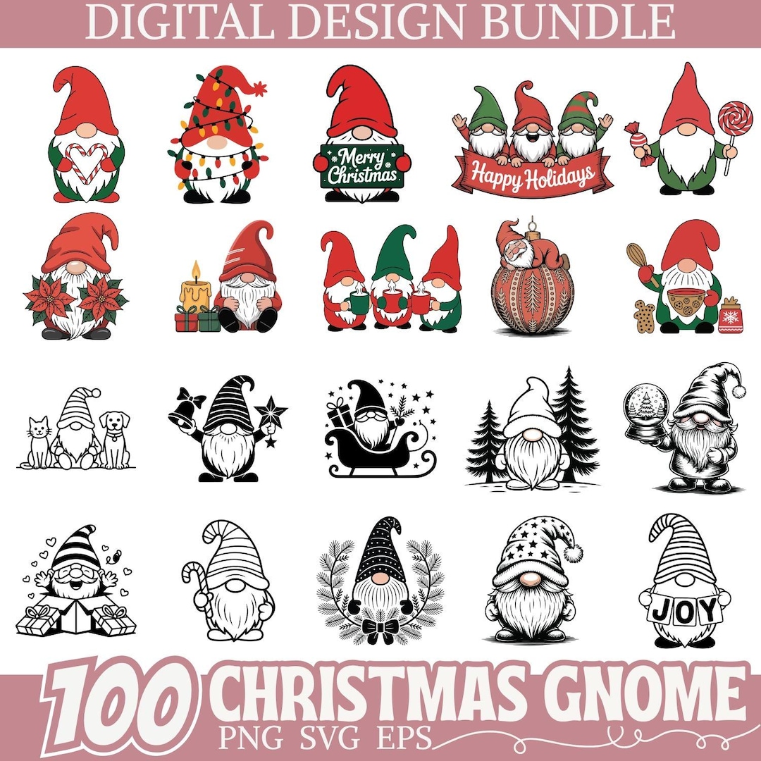 Christmas Gnome SVG Bundle for Cricut and Silhouette | 100 Cute Holiday ...