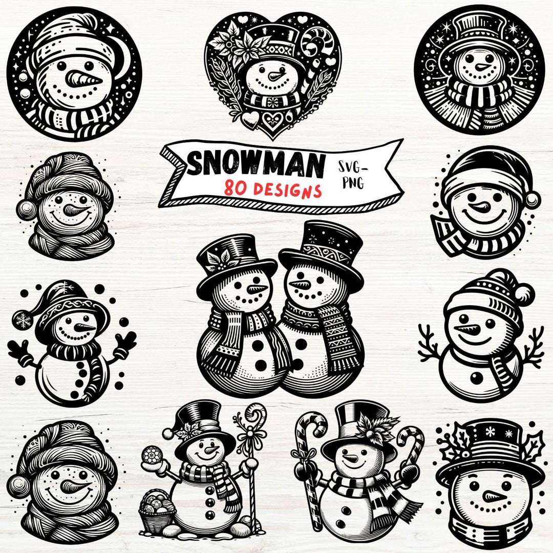 Snowman SVG Bundle - Winter Christmas Clipart for Cricut, DIY Crafts ...