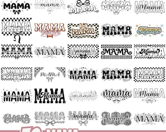 Mama SVG Bundle for Cricut and Silhouette | Retro Checkered Floral Mama Designs | Cute Mother’s Day Lettering Clipart PNG EPS Set