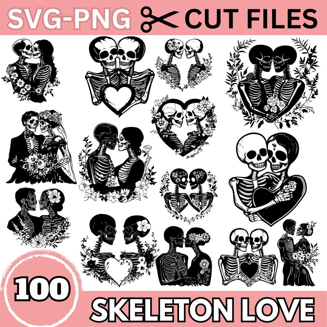 Skeleton Love SVG PNG Cut Files | Romantic Skeleton Couples Digital ...