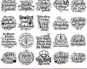 German Kitchen SVG Bundle Cooking Quotes PNG EPS Küche Typography Designs Cricut Silhouette Home Decor Cut Files