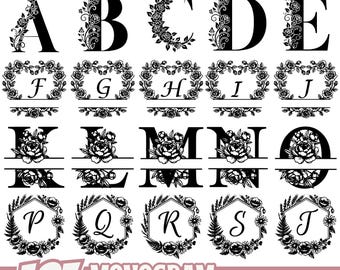Elegant Floral Monogram Alphabet Bundle • 187 Premium SVG PNG EPS Designs for Crafts, Personalized Gifts, Weddings, Vinyl Cutting