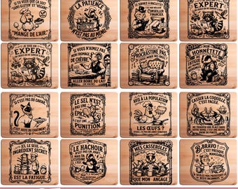 Paquete de archivos SVG con frases divertidas sobre la cocina francesa: Animales de cocina vintage (Descarga digital)