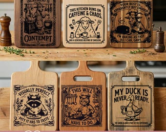 Funny Animal Chef Cutting Board SVG Bundle Farm Humor Kitchen Quotes Laser Engraving PNG EPS Files