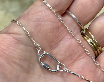Fancy  Sterling Carabiner Charm Necklace