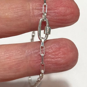 Tiny Permanent look sterling bracelet with Carabiner