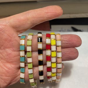 Colorful Tila Bead Stretch Bracelet