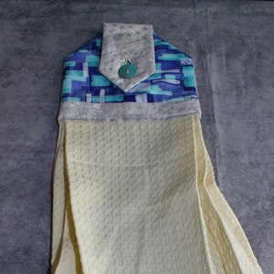 Blue with Silver Metallic Accented Button Towel
