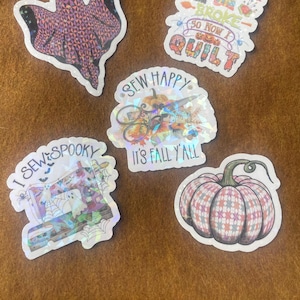 Halloween Quilting Sticker Pack, Holographic Stickers for Crafters, Fall Quilter Sticker Set, Fall Quilt Blocks Quilting Waterproof Stickers