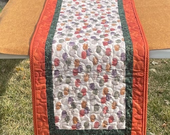 Rainbow Pumpkin Quilted Fall Table Runner, Pumpkins Autumn Table Topper, Handmade Rustic Fall Table Decor, Harvest Pumpkin Tableware