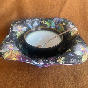 Galaxy Flowers Microwave Bowl Cozy, Microwave Soup Bowl Cozies, Microwaveable Fabric Bowl Holder, Hot Bowl Holder, Reversible Bowl Cozy