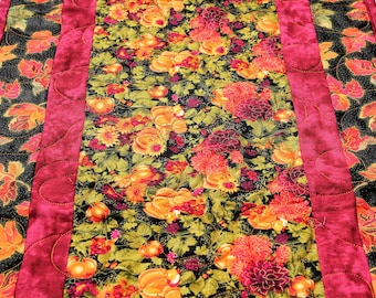 Fall Pumpkin Table Runner, Autumn Table Topper, Floral Table Runner, Handmade Quilted Table Runner, Harvest Gift Set, Sunflower Table Decor