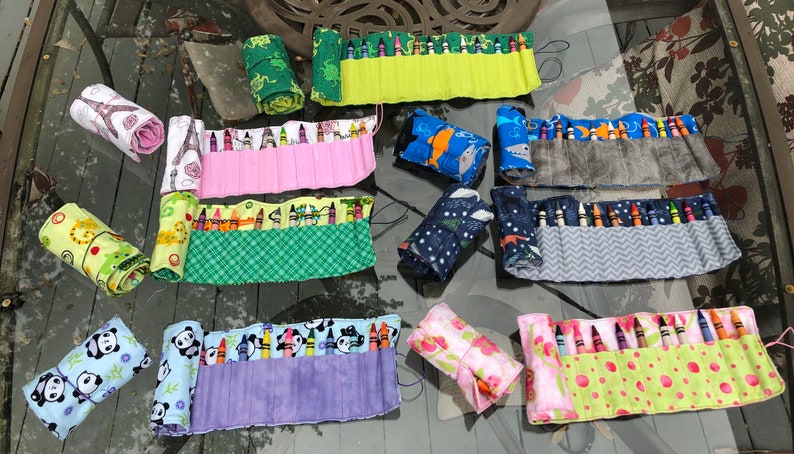 Kids Crayon Holder Name Crayon Holder Handmade Personalized Crayon Rolls for Kids includes Crayons Monogrammed Kids Crayon Holder Gift
