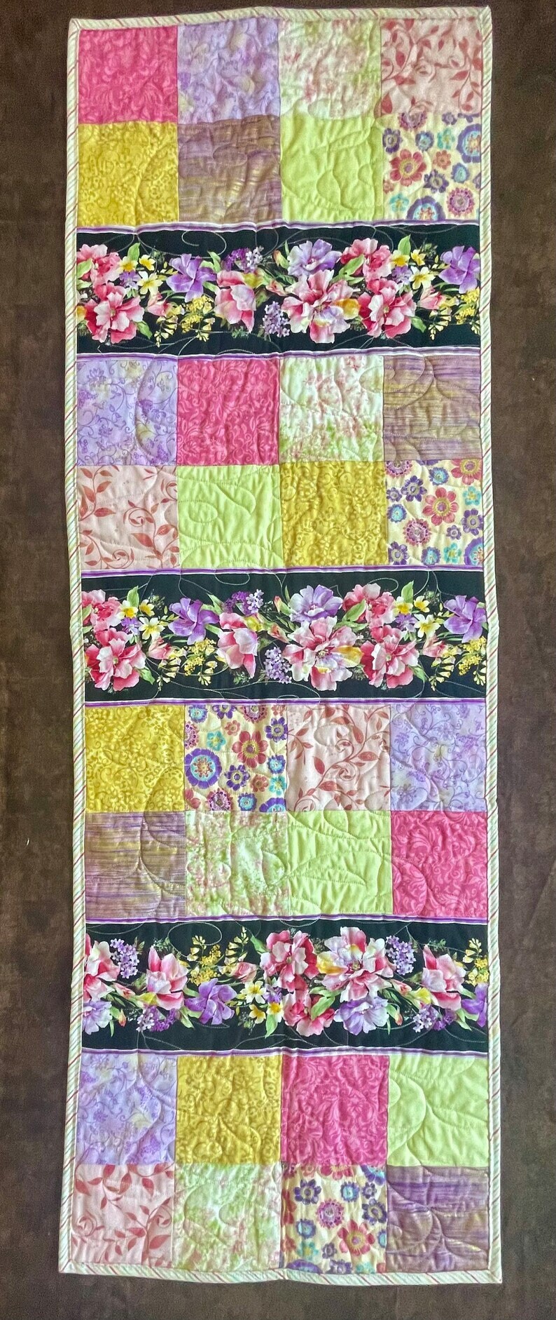 Easy Spring Table Runner Quilt Pattern, Easy Strip Quilt, Sewing Table ...