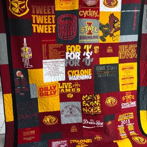 Custom Mash Up T-shirt Quilt, Made-To-Order Memory Quilt, Baby Clothes Quilted Blanket, Graduation T-Shirt Quilt, Handmade T-Shirt Blanket