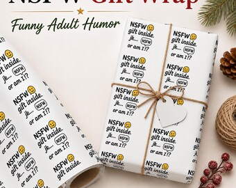 NSFW Wrapping Paper, Funny Adult Meme Gift Wrap for Secret Santa, White Elephant & Christmas