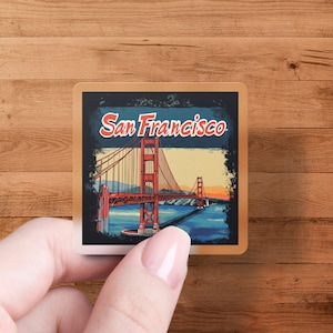 San Francisco Golden Gate Bridge Aufkleber, Kalifornien Reiseaufkleber, Retro San Francisco Aufkleber, Kalifornien Andenken
