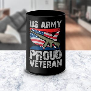US Army Proud Veteran Mug, Patriotic Coffee Cup, Military Appreciation Gift, Veteran Support Mug, American Flag Mug for Veterans