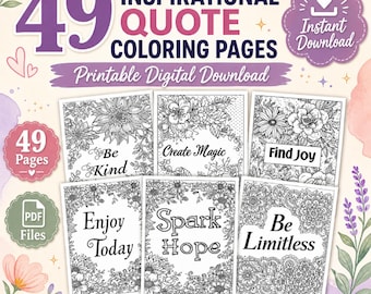Inspirational Quote Coloring Book | Floral Affirmations (Digital Download)