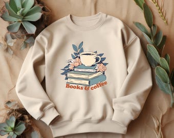 Books & Coffee Sweatshirt | Vintage Floral Reader Crewneck