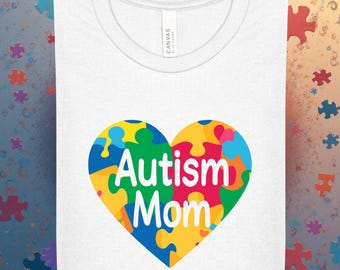 Autism Mom T-Shirt | Puzzle Heart, Neurodiversity Pride